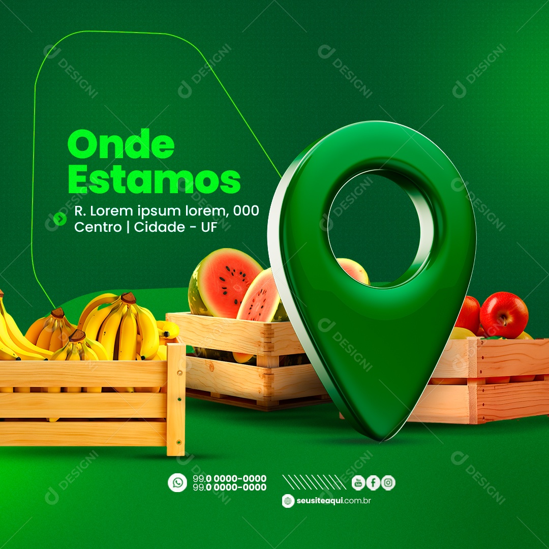 Hortifruti Onde Estamos Social Media PSD Editável