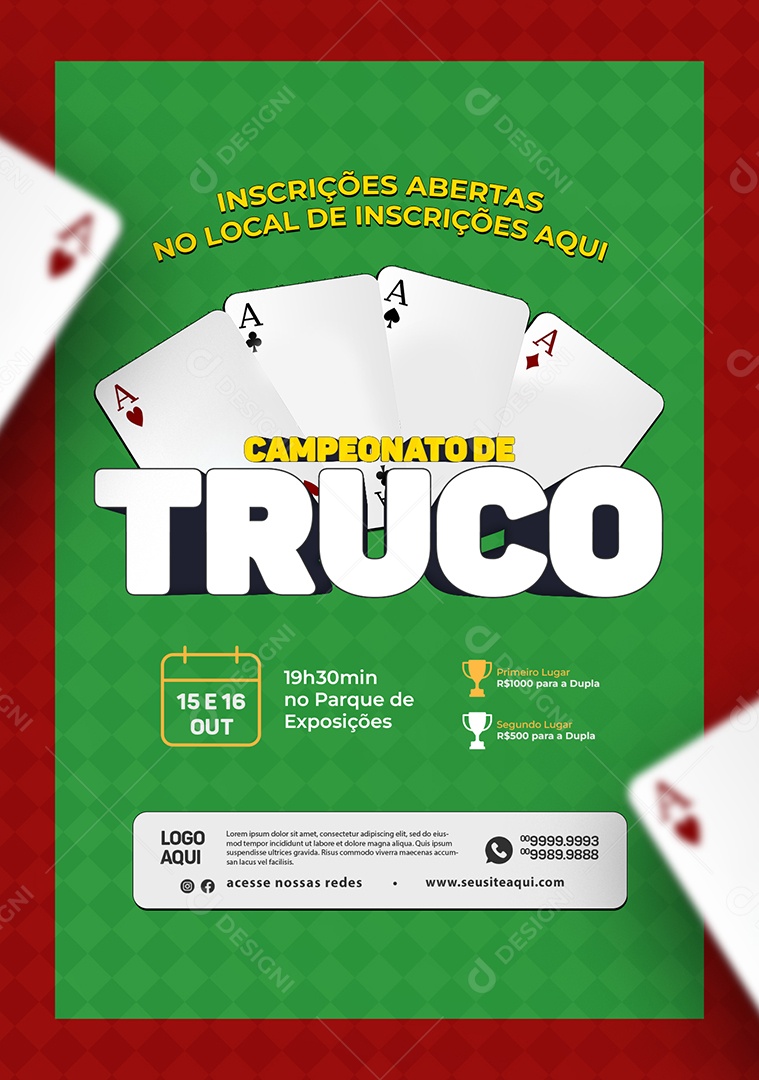 Campeonato De Truco Inscrições Abertas Social Media PSD Editável
