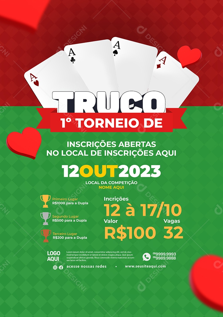 Social Media 1 Torneio De Truco Inscrições Abertas Social Media PSD Editável