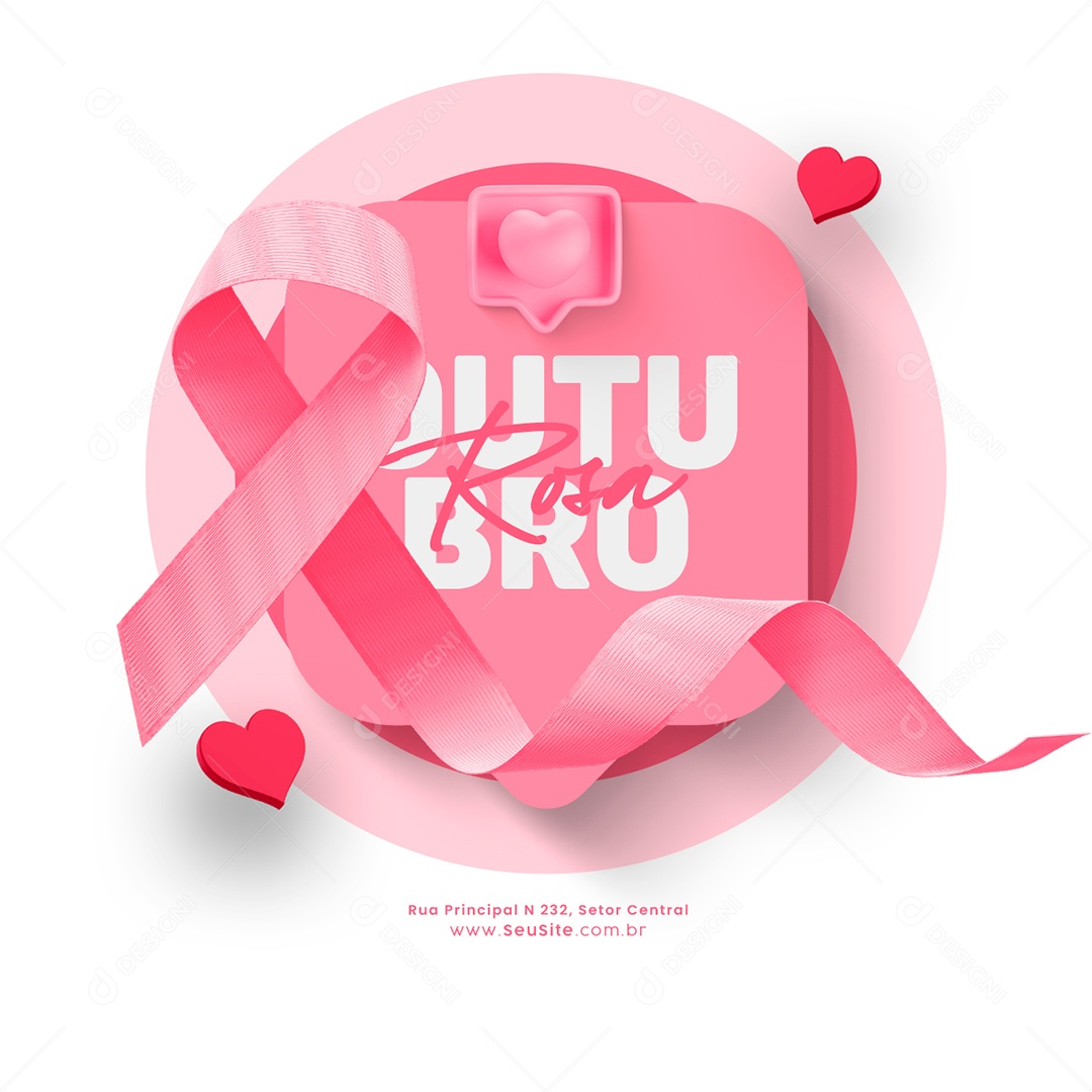 Outubro Rosa Mês de Prevenção Contra o Câncer de Mama Social Media PSD Editável