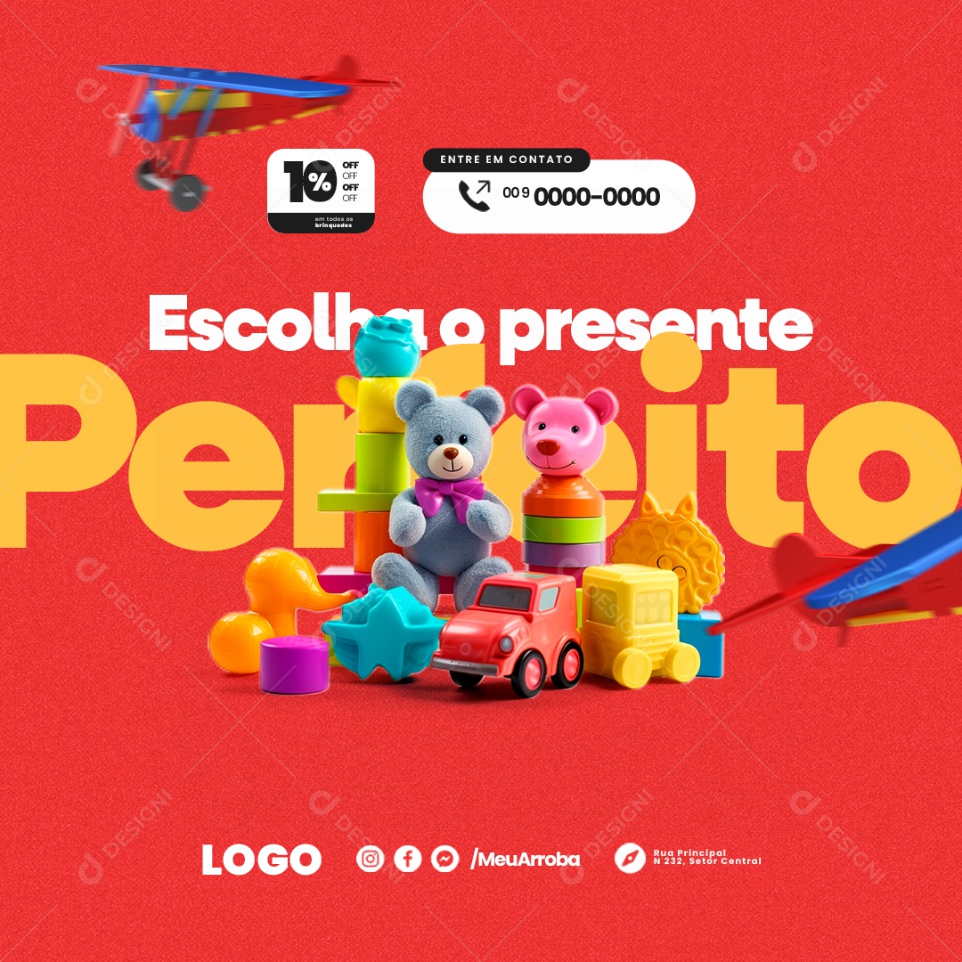 Loja de Brinquedos Dia das Crianças Escolha o Presente Perfeito Social Media PSD Editável