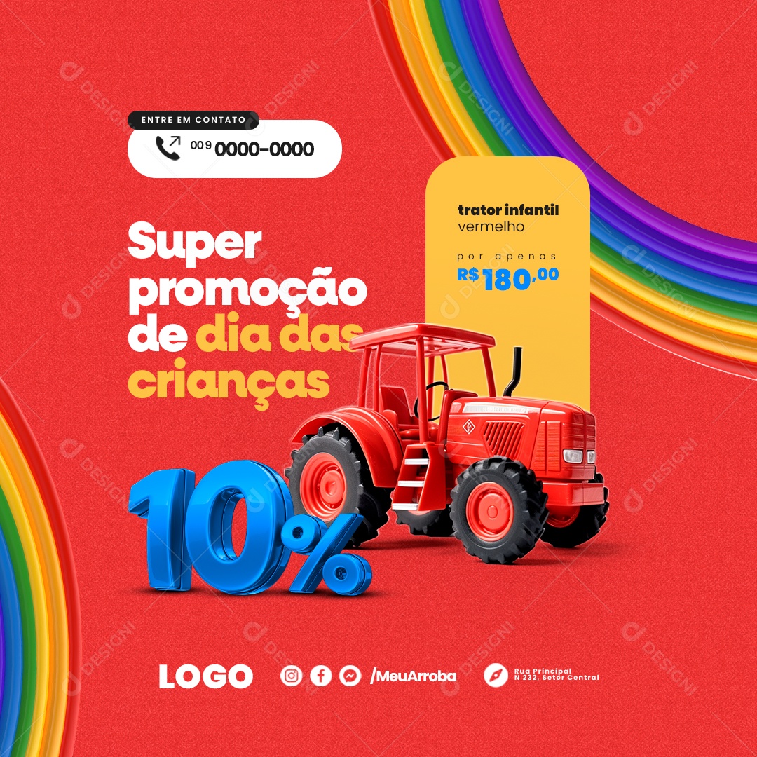 Loja de Brinquedos Super Promoção de Dia das Crianças Social Media PSD Editável