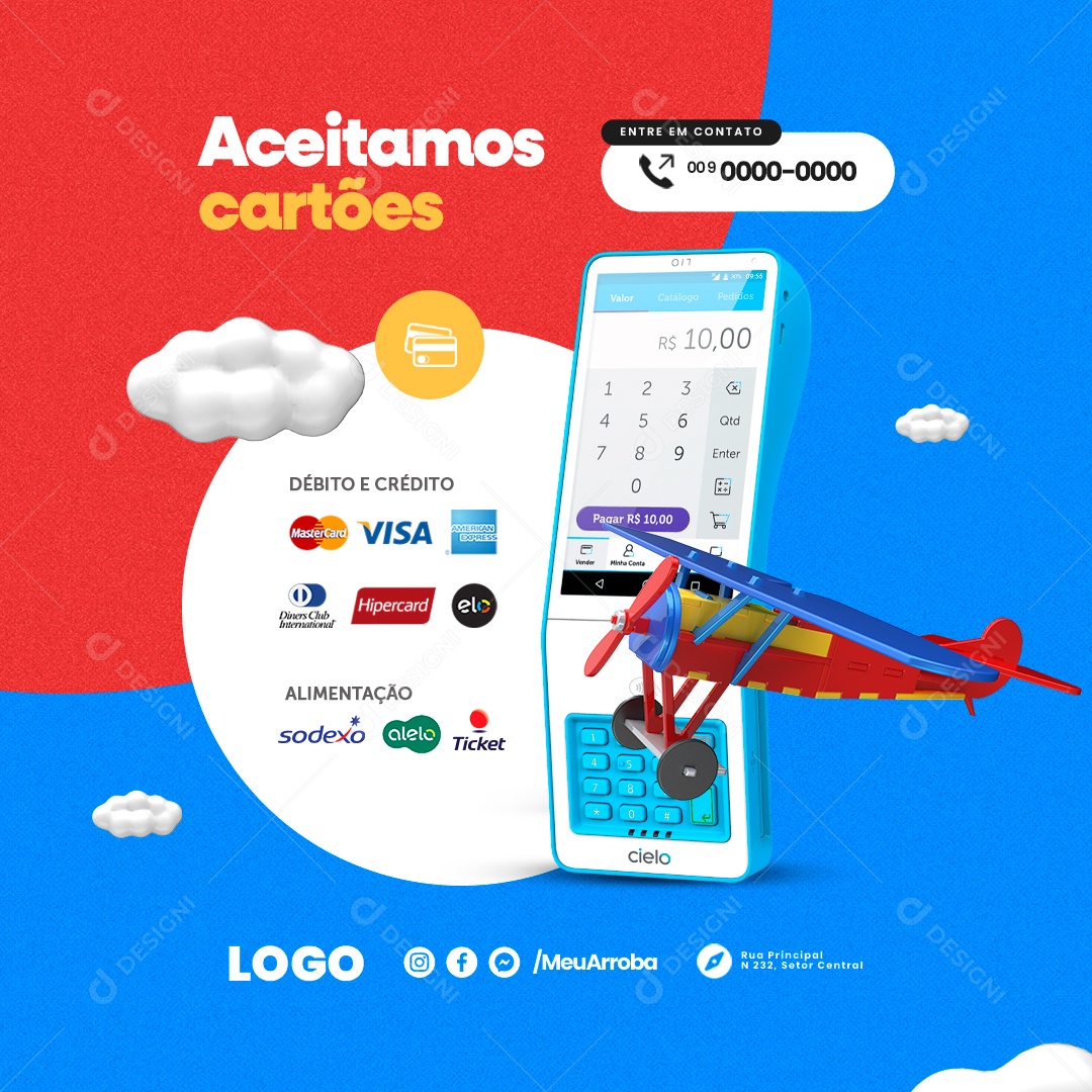 Loja de Brinquedos Dia das Crianças Aceitamos Cartões Débito e Crédito Social Media PSD Editável