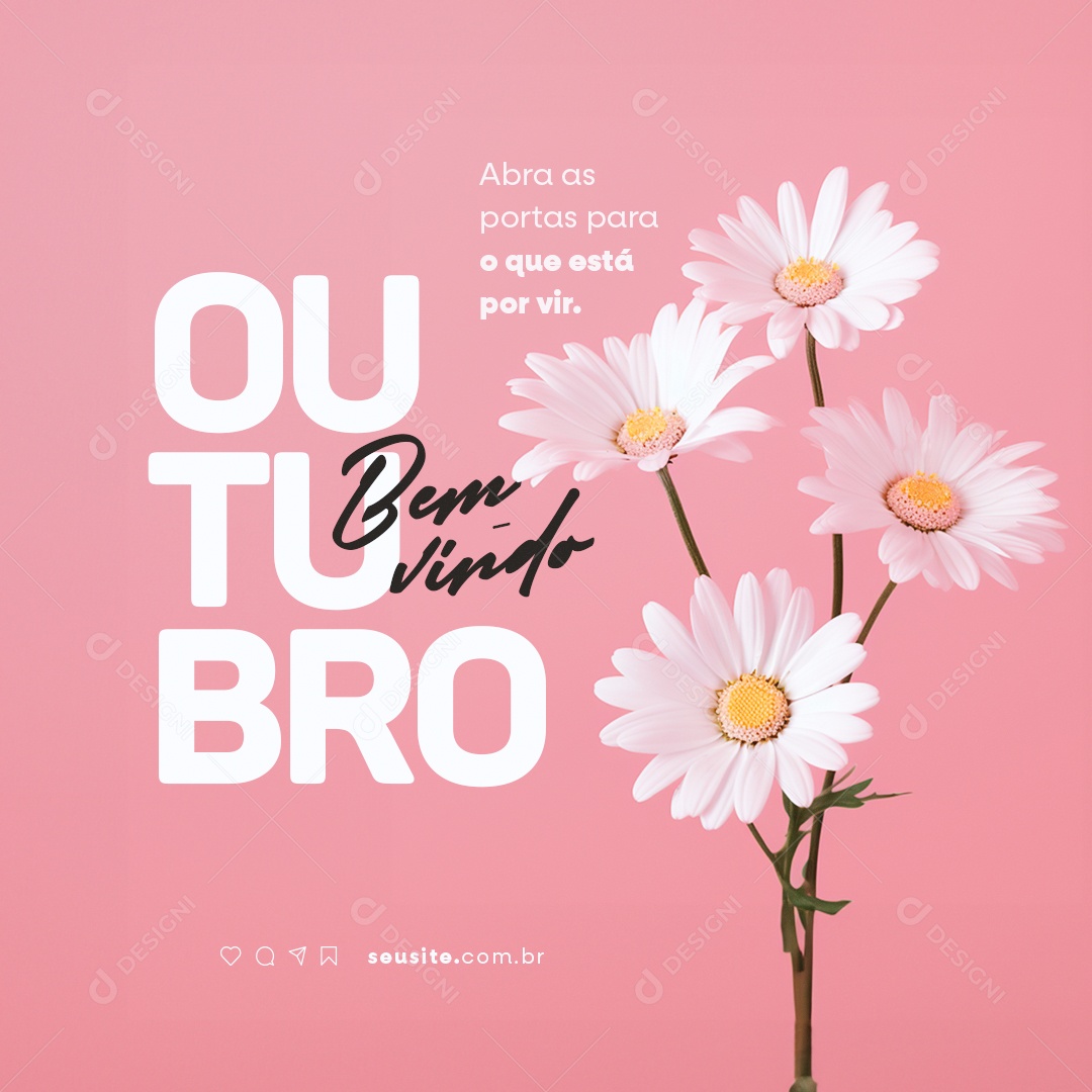 Bem Vindo Outubro Abra as Portas para o Que Está por vir Social Media PSD Editável