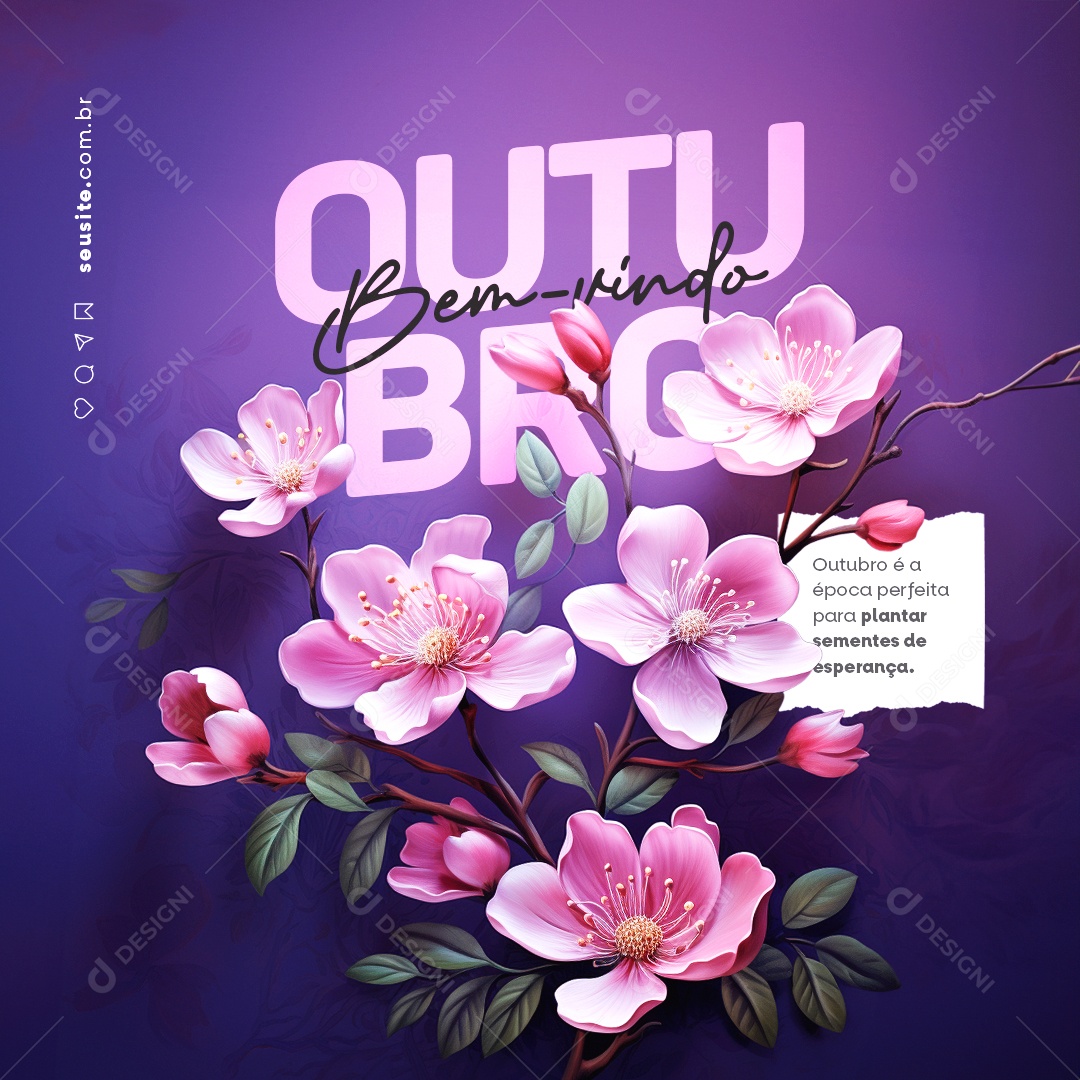 Bem Vindo Outubro é a Época Perfeita para Plantar Sementes de Esperança Social Media PSD Editável