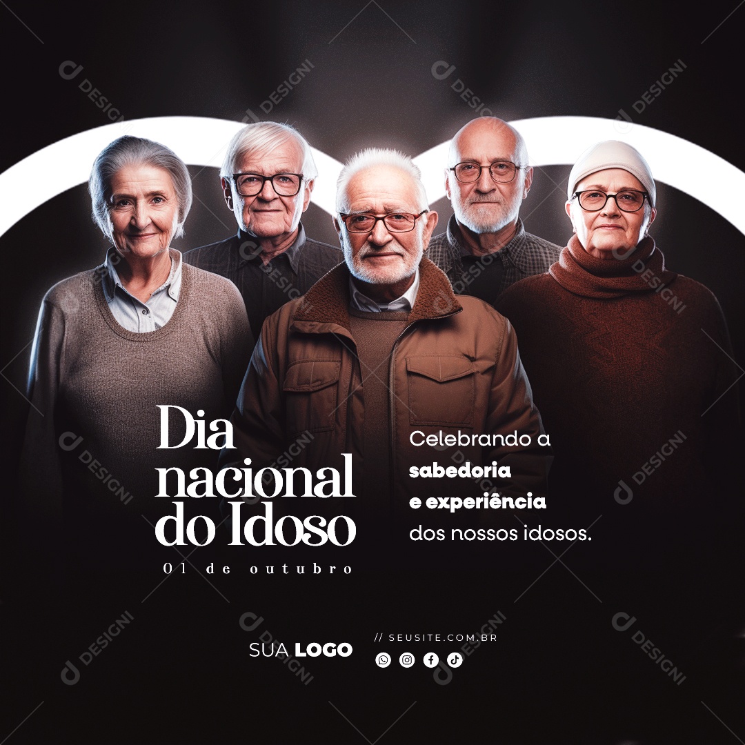 Dia Nacional do Idoso 01 de Outubro Celebrando a Sabedoria e Experiência Social Media PSD Editável