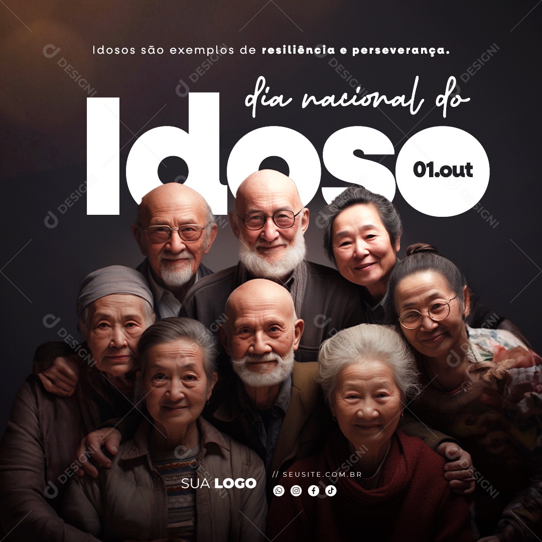 Dia Nacional do Idoso 01 de Outubro Social Media PSD Editável