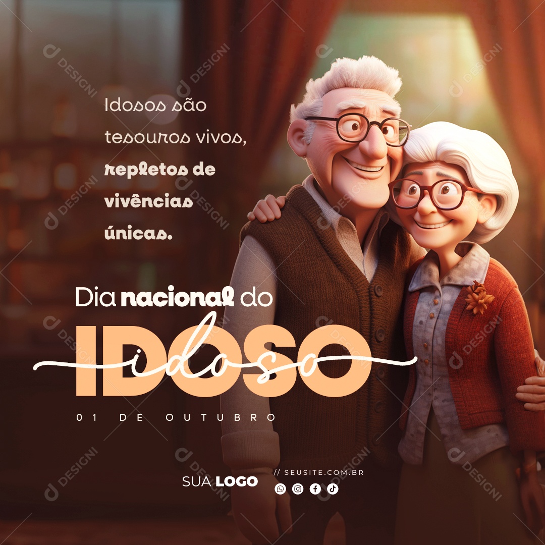 Dia Nacional do Idoso 01 de Outubro Social Media PSD Editável