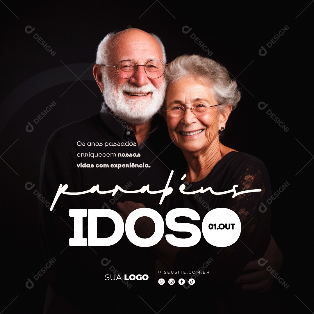 Dia Nacional do Idoso 01 de Outubro Os Anos Passados Enriquecem nossas Vidas com Experiência Social Media PSD Editável