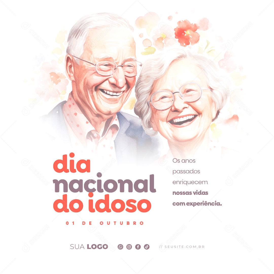 Dia Nacional do Idoso Os Anos Passados Enriquecem nossas Vidas com Experiência Social Media PSD Editável