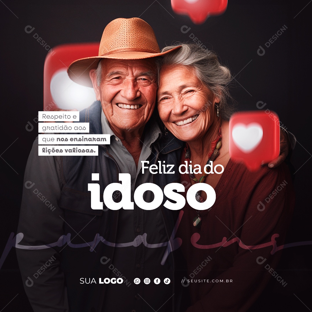 Feliz Dia Nacional do Idoso 01 de Outubro Respeito e Gratidão aos que nos Ensinaram Social Media PSD Editável