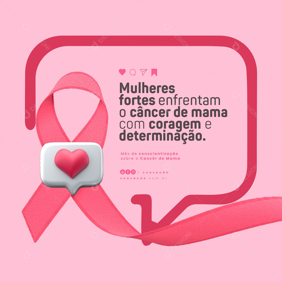 Outubro Rosa Mês de Conscientização ao Câncer de Mama Social Media PSD Editável