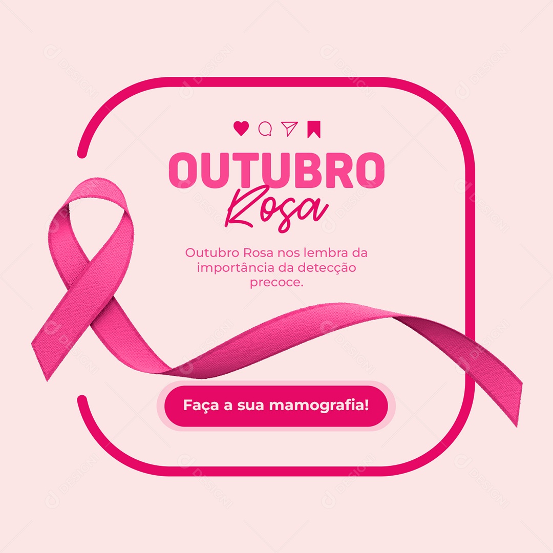 Outubro Rosa Mês de Prevenção Contra o Câncer de Mama Social Media PSD Editável