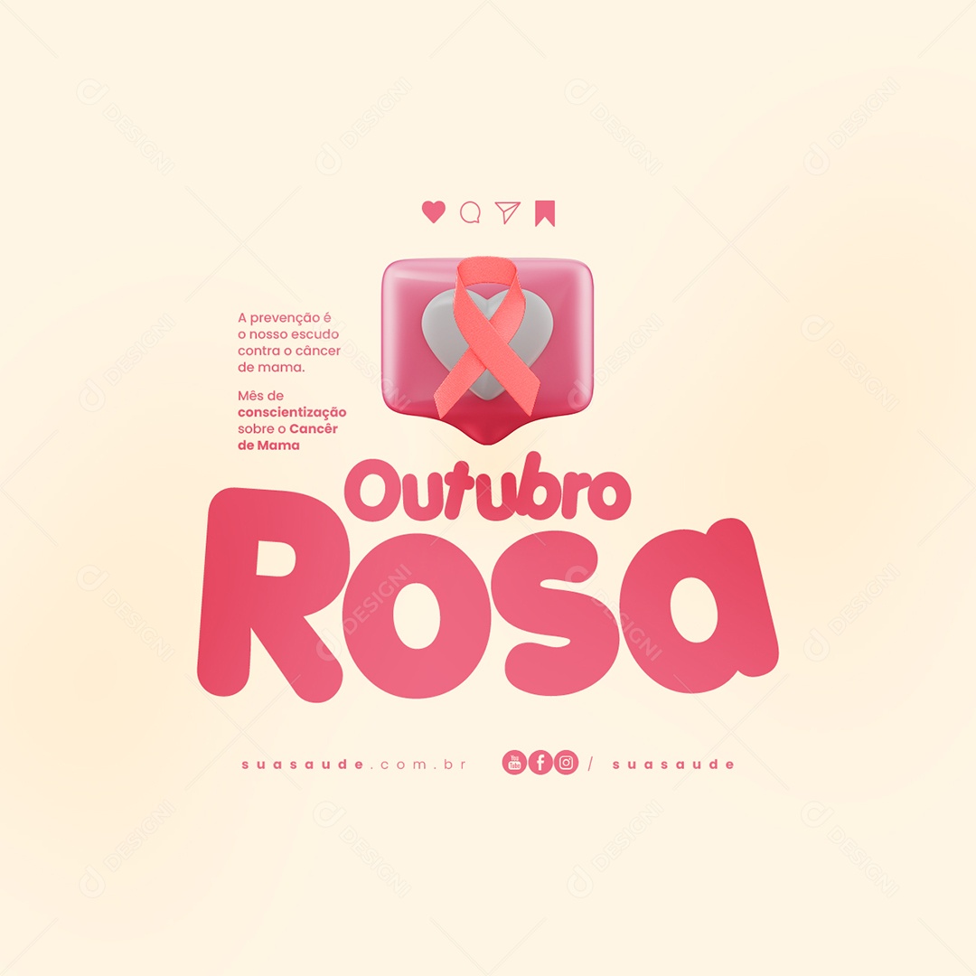 Outubro Rosa Mês de Conscientização ao Câncer de Mama Social Media PSD Editável