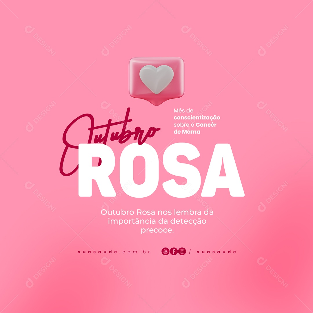 Outubro Rosa Mês de Conscientização ao Câncer de Mama Social Media PSD Editável