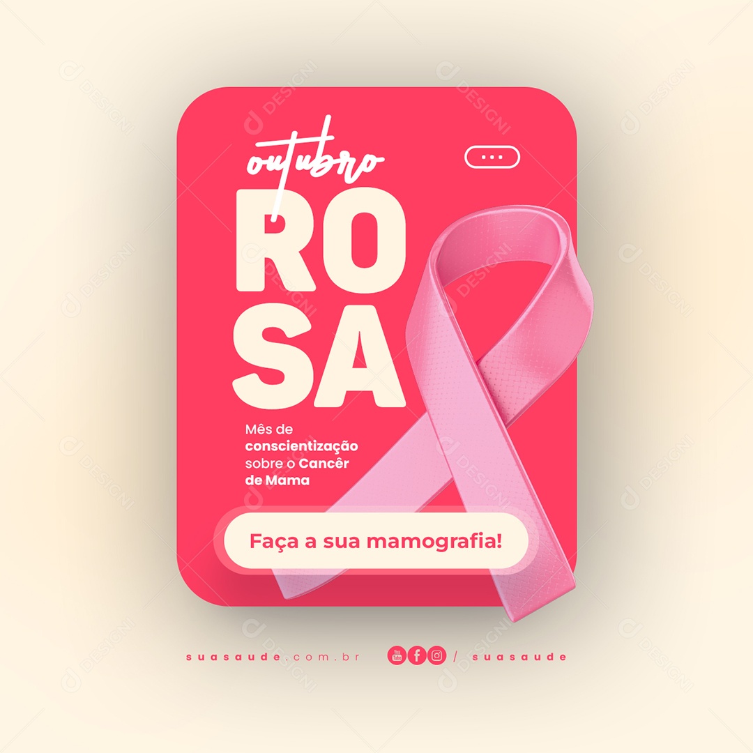 Outubro Rosa Mês de Prevenção Contra o Câncer de Mama Social Media PSD Editável