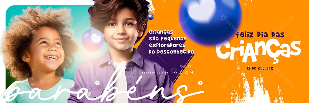 Carrossel Parabéns Feliz Dia Das Crianças 12 de Outubro Social Media PSD Editável