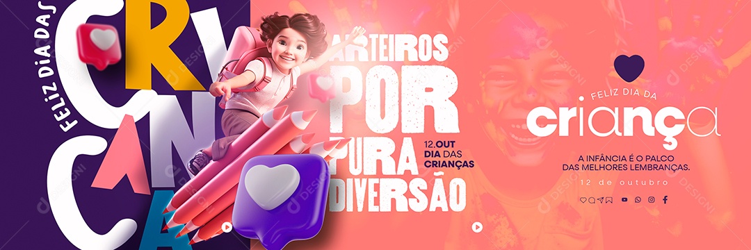 Carrossel Feliz Dia Das Crianças 12 de Outubro Social Media PSD Editável