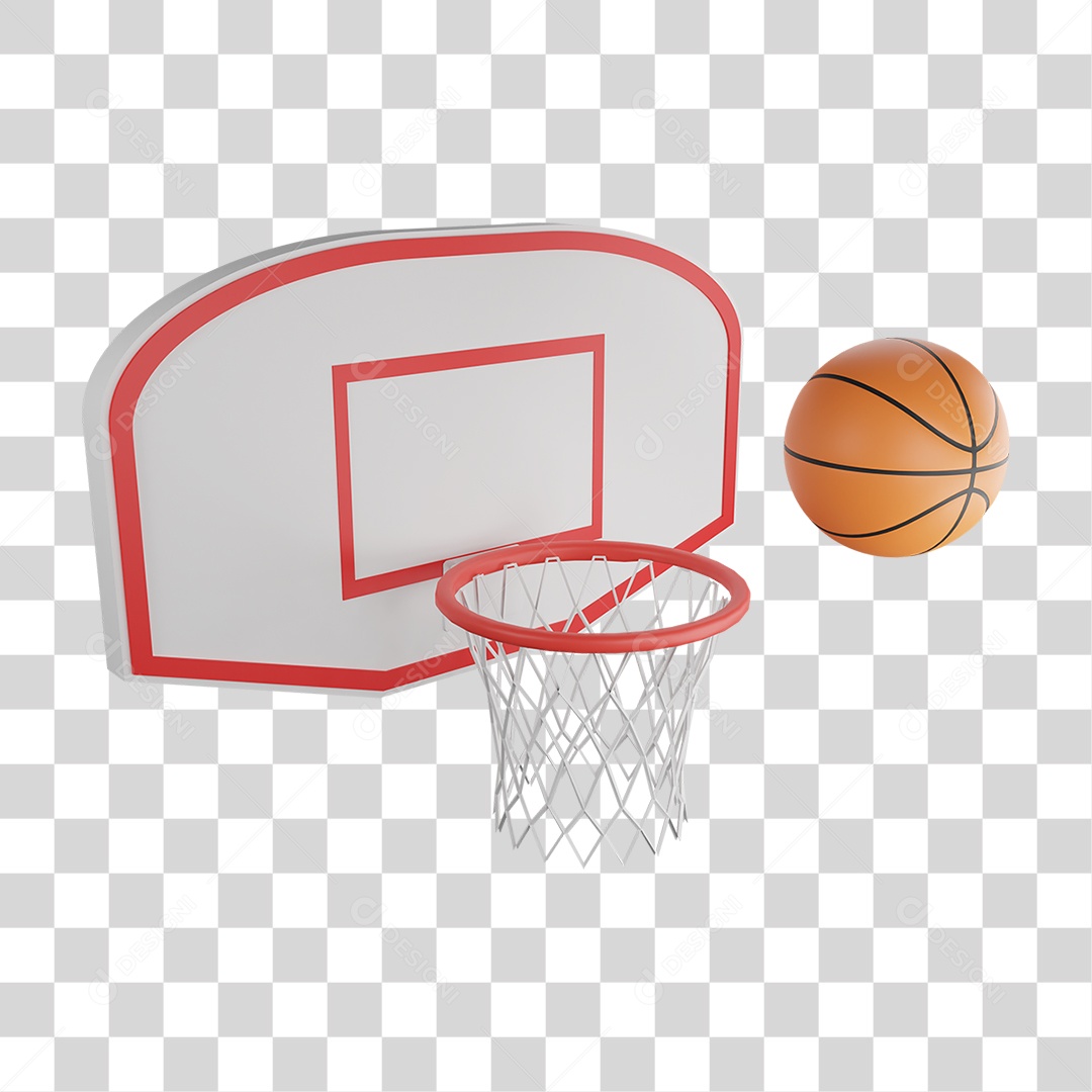 Cesta e Bola de Basketball PNG Transparente
