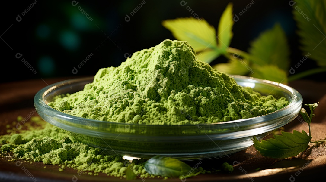 Chá sobre uma mesa de madeira.