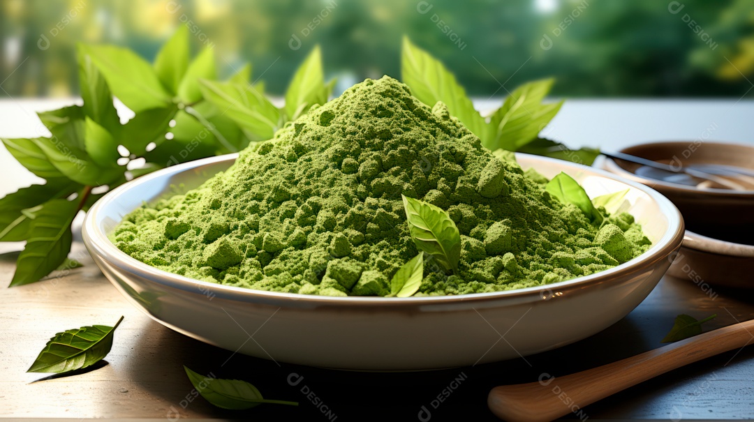 Chá sobre uma mesa de madeira.