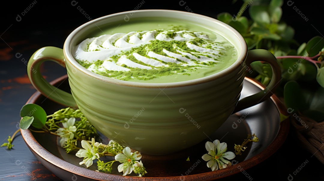 Xícara de chá sobre uma mesa.