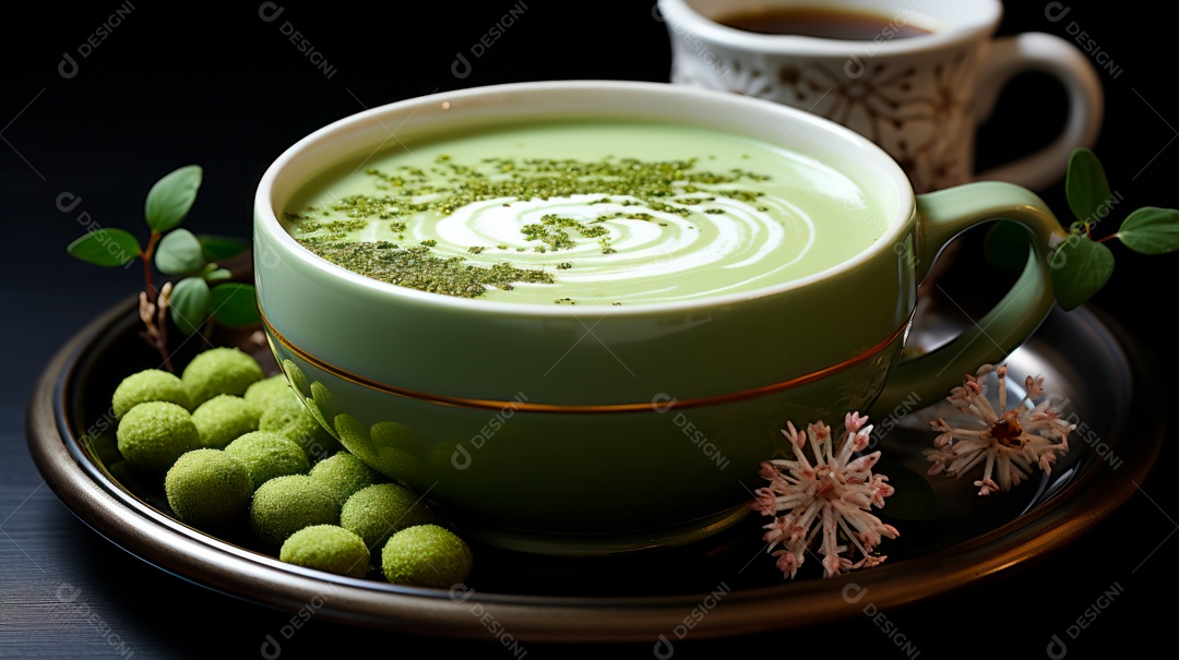 Xícara de chá sobre uma mesa.