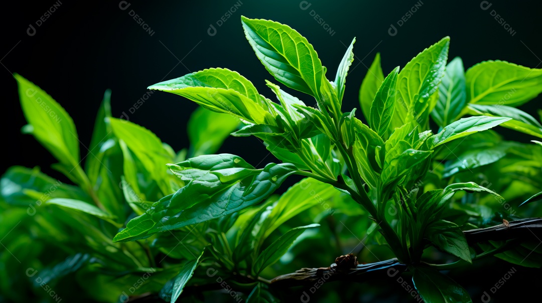 Plantação de Folhas de chá verde.