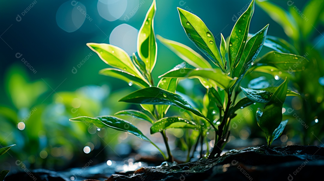 Plantação de Folhas de chá verde.