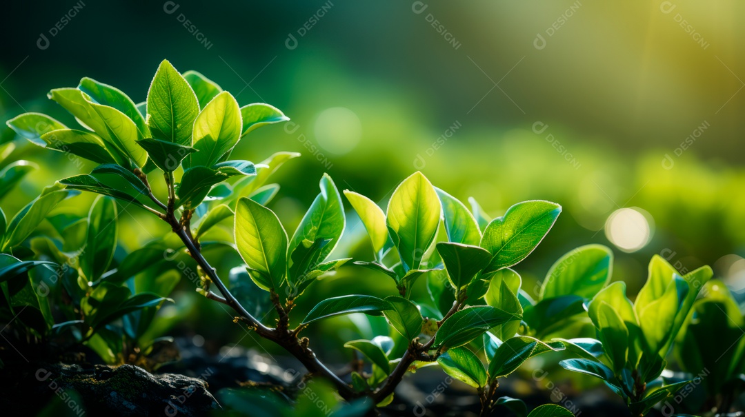 Plantação de Folhas de chá verde.