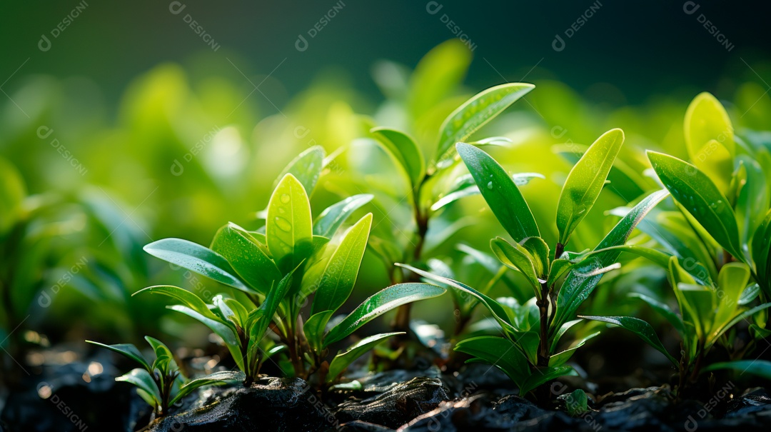 Plantação de Folhas de chá verde.