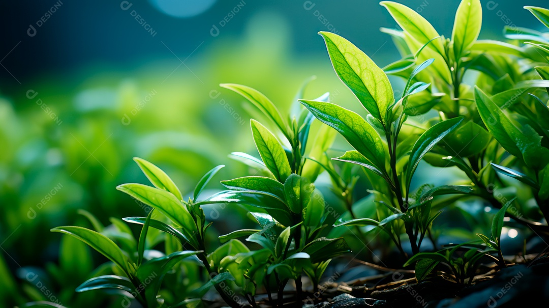 Plantação de Folhas de chá verde.
