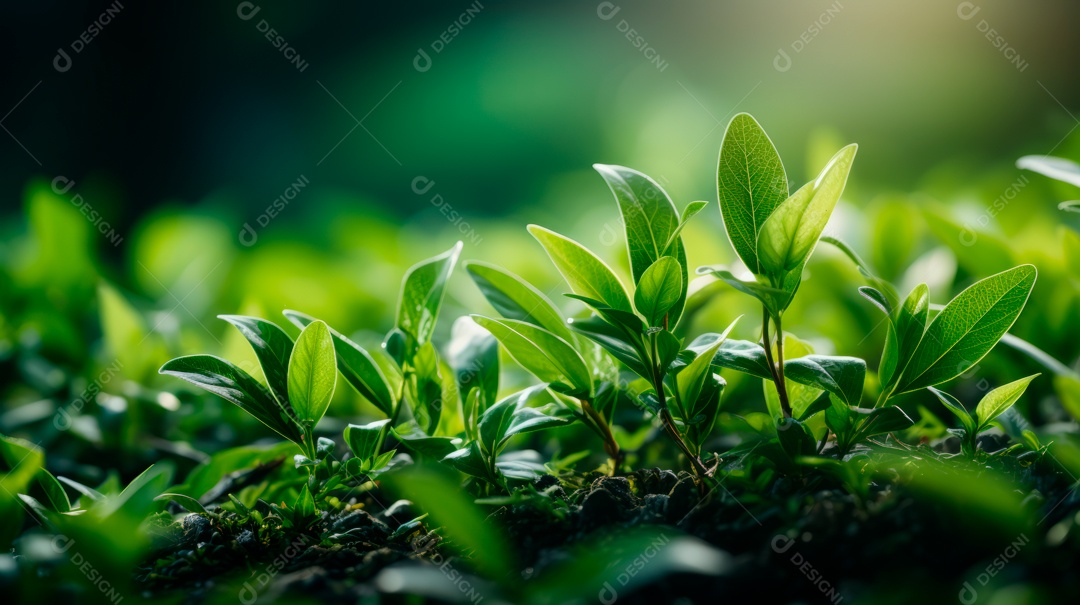 Plantação de Folhas de chá verde.