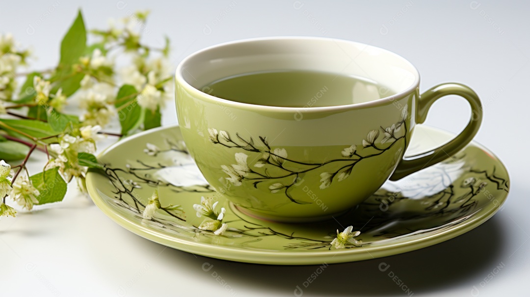 Xícara de copo sobre uma mesa.