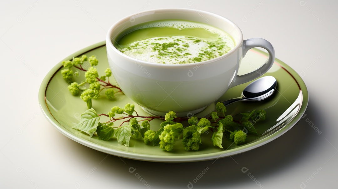 Xícara de chá sobre uma mesa.