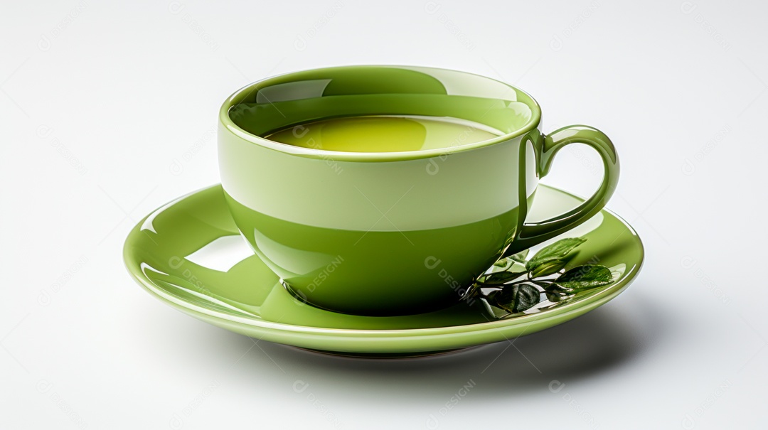 Xícara de chá sobre uma mesa.