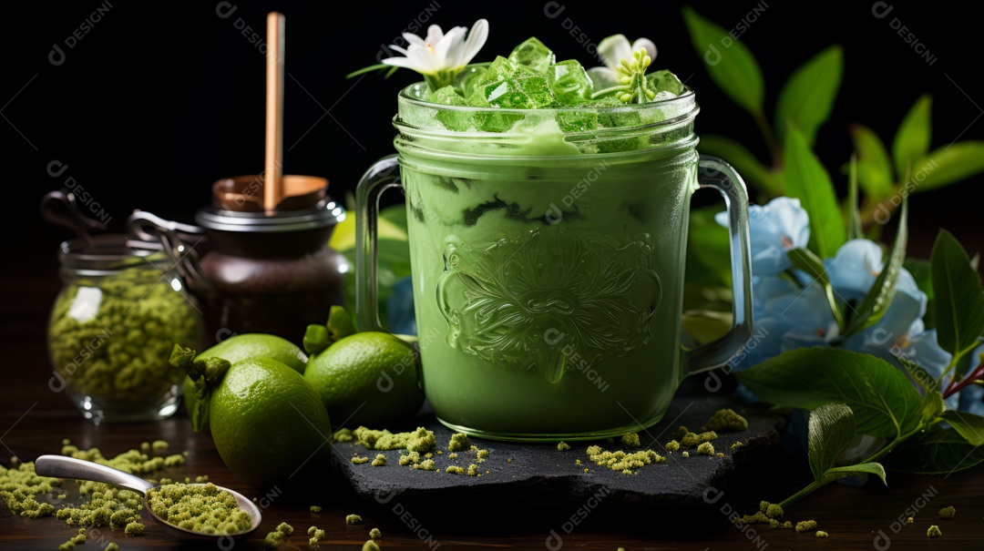 Copo de chá sobre uma mesa.