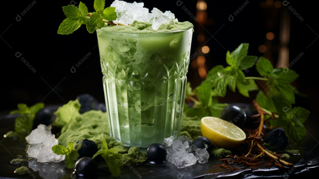 Copo de chá sobre uma mesa.