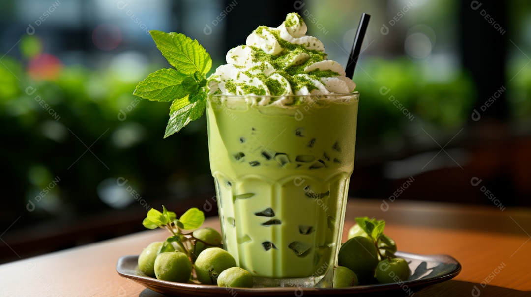 Copo de chá sobre uma mesa.