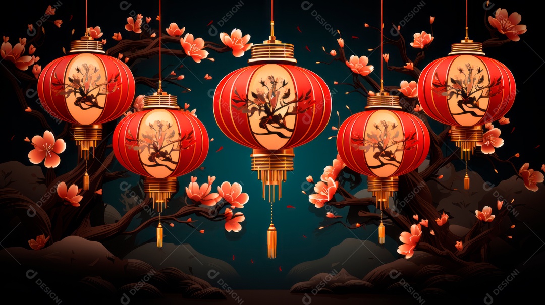 Ano Novo Chinês, 10 de fevereiro, estilo de corte de papel, vetor AI generativo.