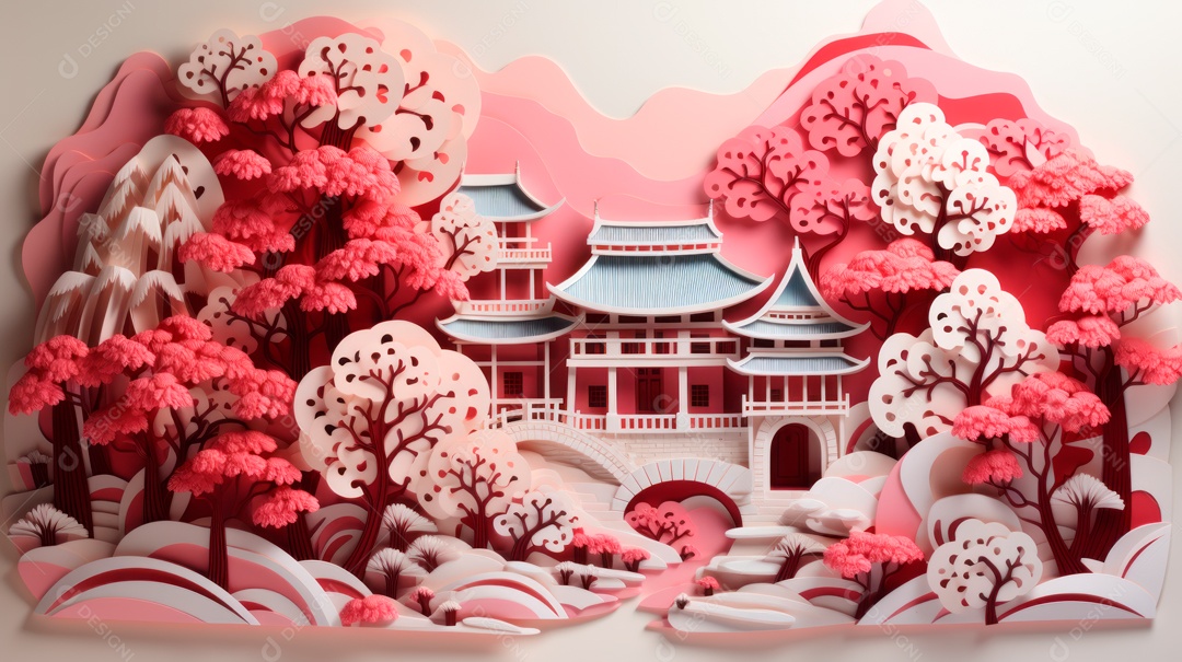 Ano Novo Chinês, 10 de fevereiro, estilo de corte de papel, vetor.