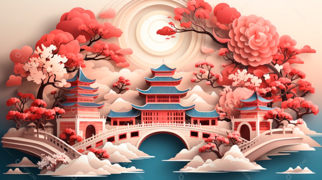 Ano Novo Chinês, 10 de fevereiro, estilo de corte de papel, vetor.