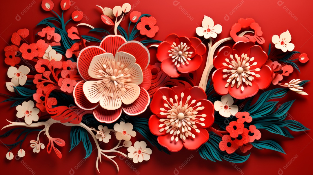 Ano Novo Chinês, 10 de fevereiro, estilo de corte de papel, vetor.