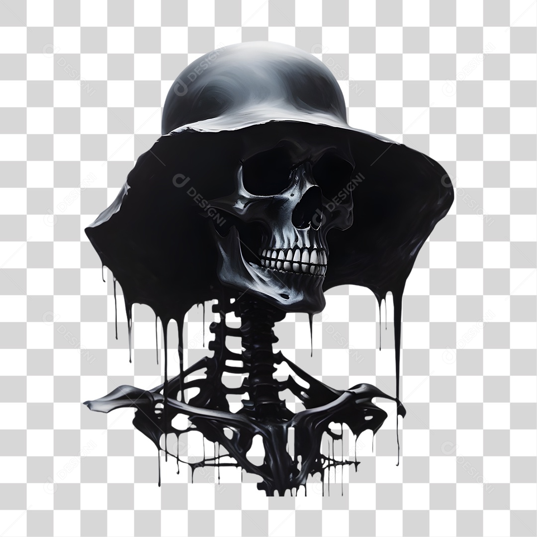 Caveira de Halloween Elemento 3D para Composição PNG Transparente