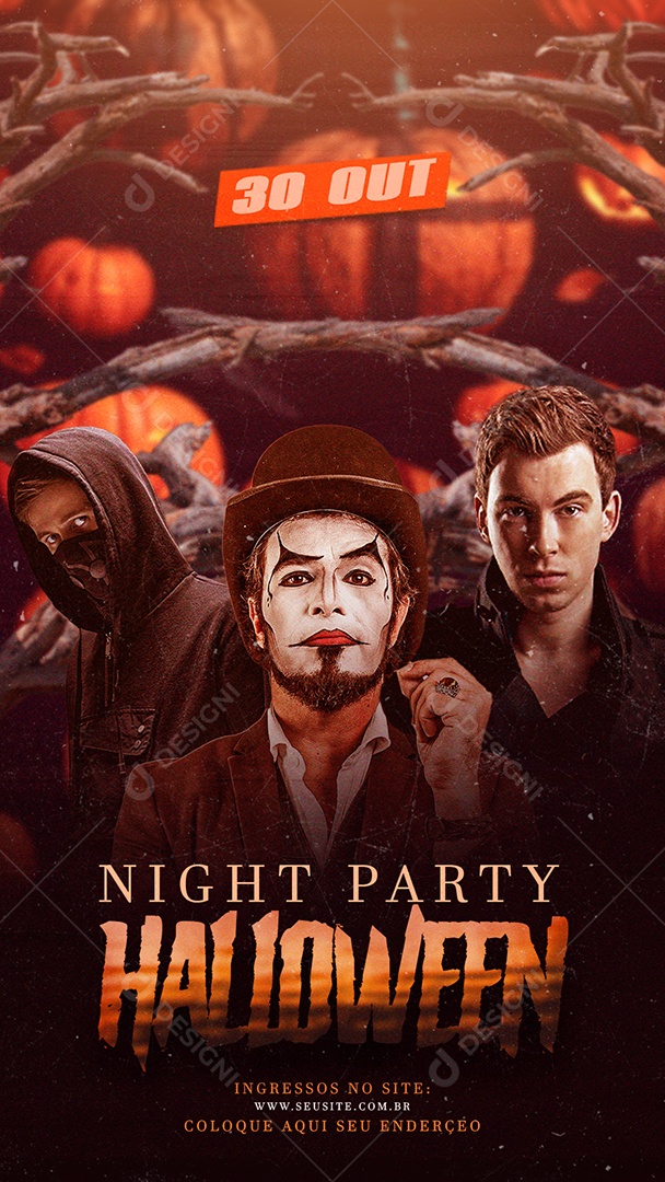 Story Flyer Night Party Halloween Social Media PSD Editável