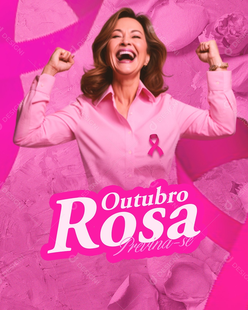 Outubro Rosa Previna se Mês de Prevenção Contra o Câncer de Mama Social Media PSD Editável