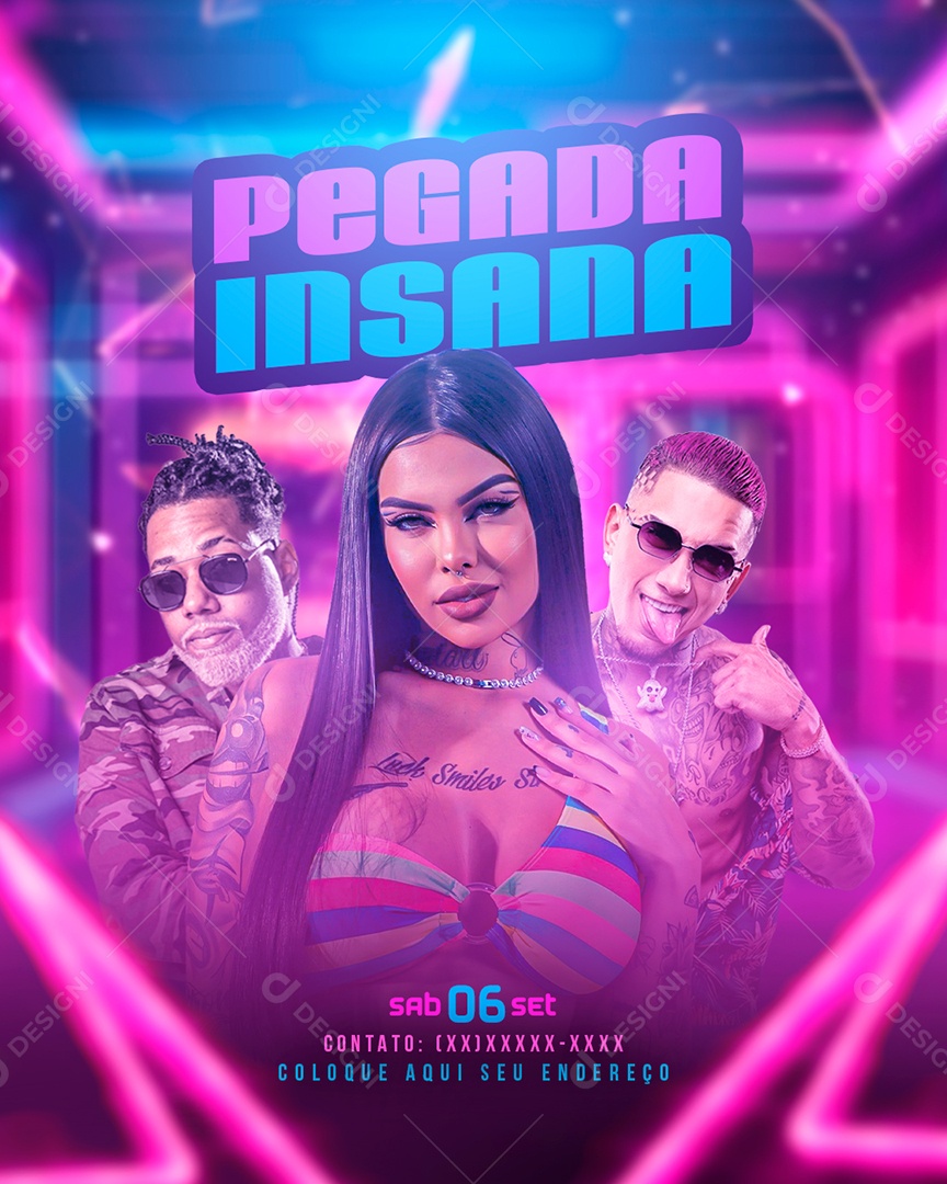 Flyer Pegada Insana DJ Nathi Dinho Alves Social Media PSD Editável