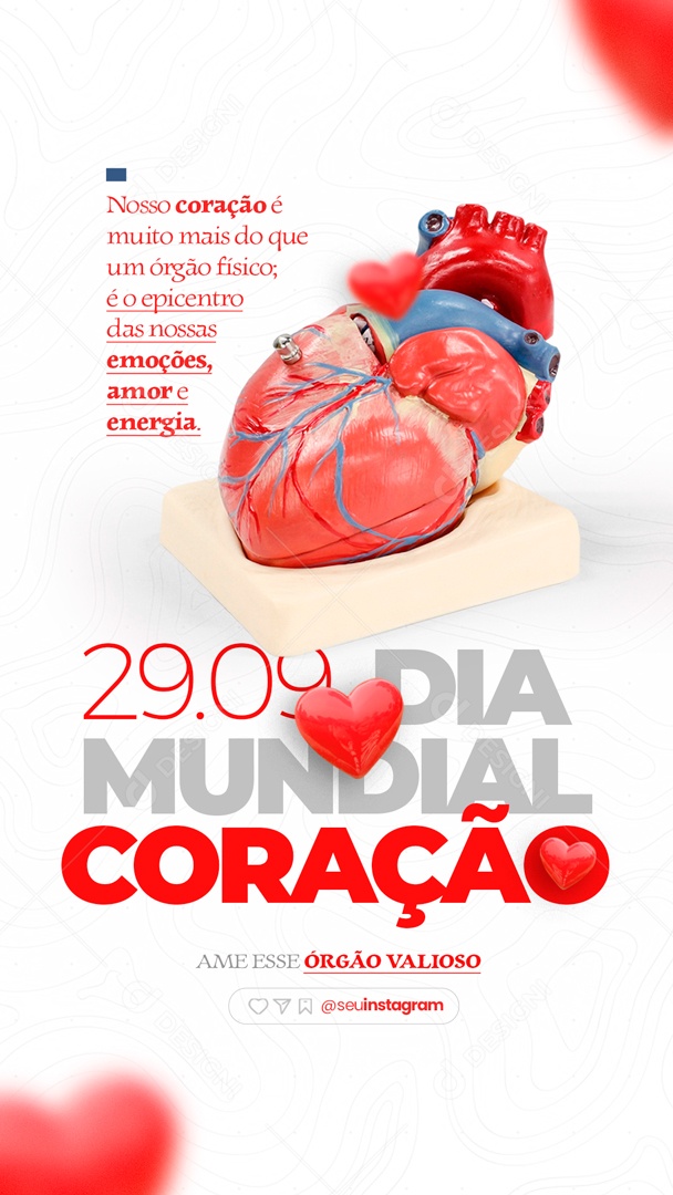 Social Media Story Dia Mundial Do Coração 29 De Setembro PSD Editável