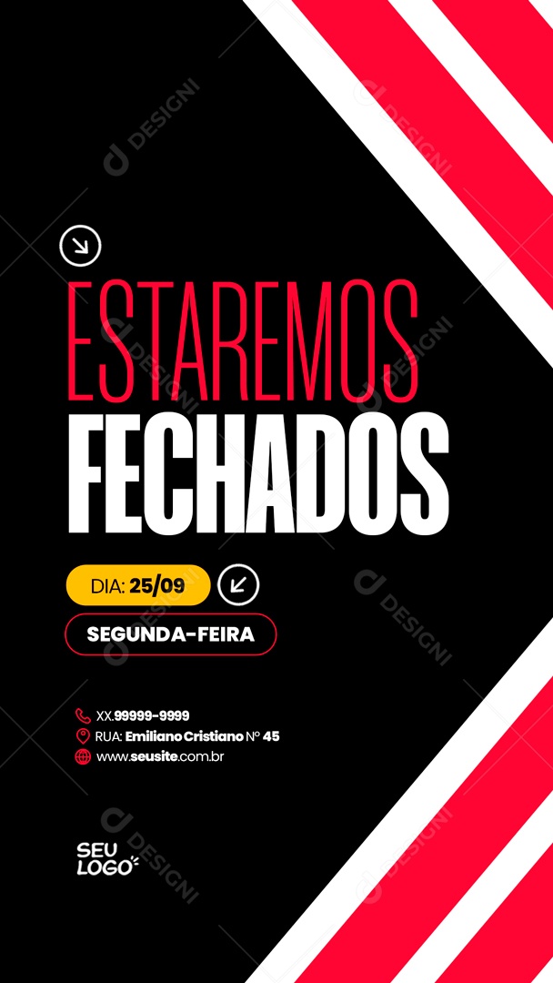 Social Media Story Estaremos Fechados PSD Editável