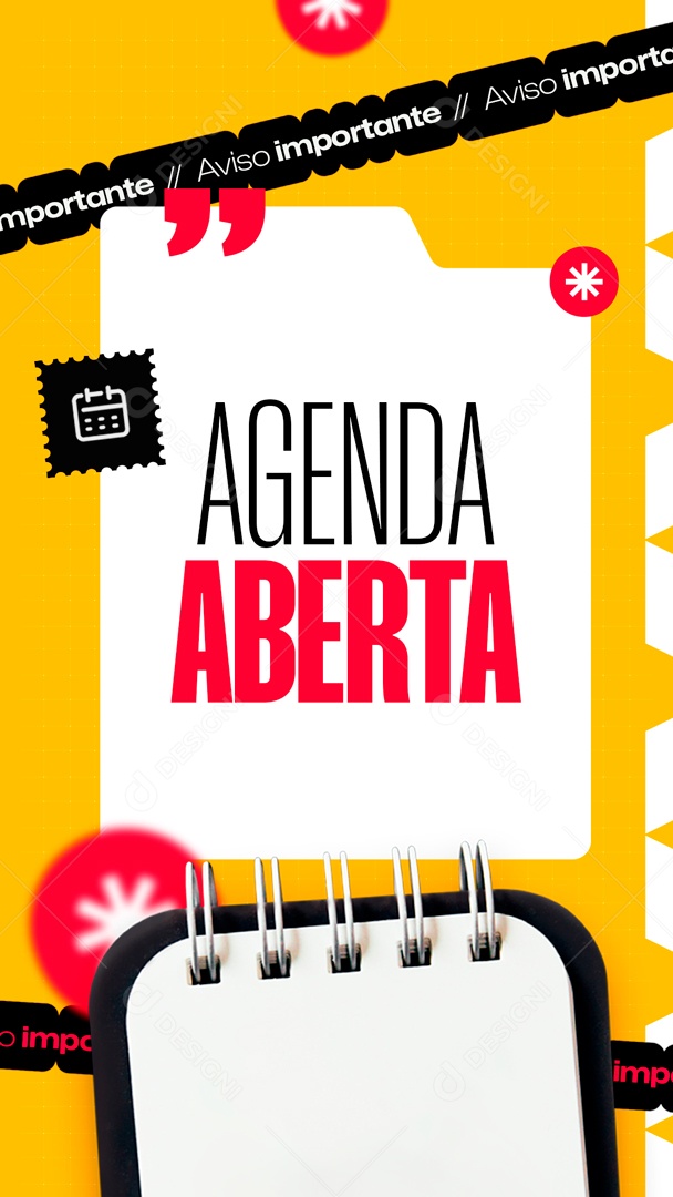 Story Agenda Aberta Aviso Importante Social Media PSD Editável